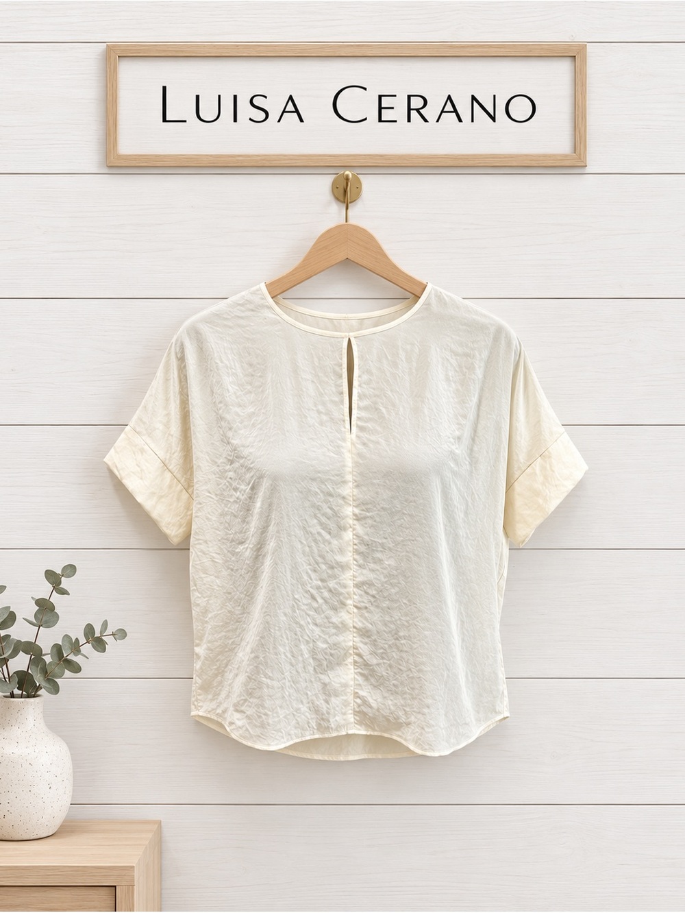 LUISA CERANO • Minimalist Cream Blouse • Size 6
